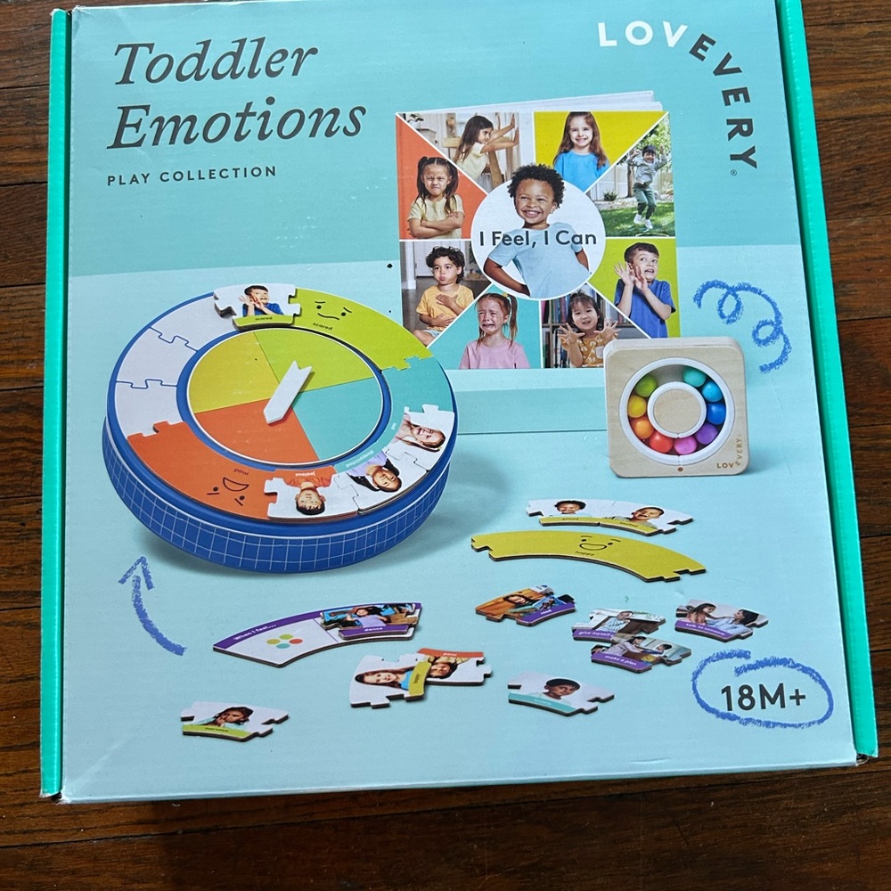 Lovevery Toddler Emotions Puzzle Set - Blue and Multicolor